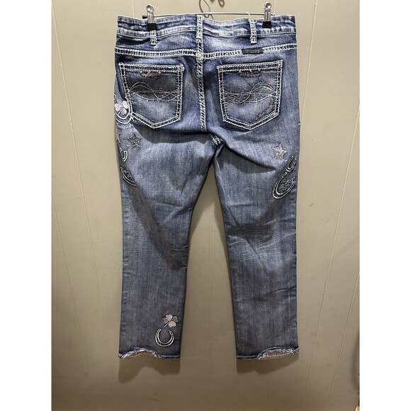 Cowgirl Tuff Girls Double Lucky Mid Rise Bootcut Denim Jeans Size 34Lx35W EUC - Picture 5 of 6